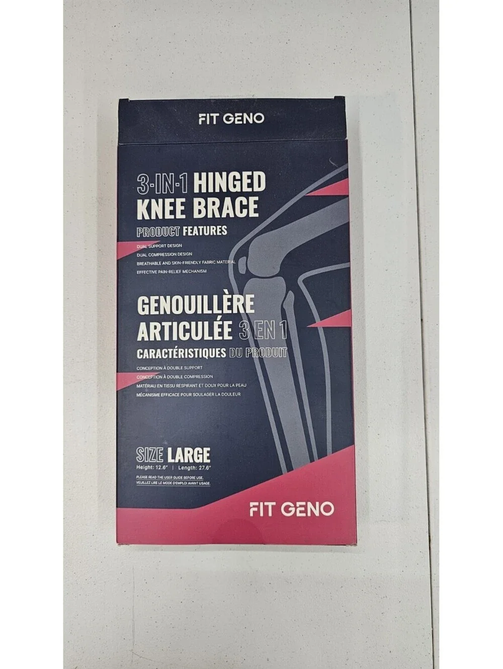 Fit Geno 3-in-1 Hinged Knee Brace Large Adjustable Support New Open Box Complete